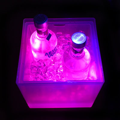 Moderno secchio di ghiaccio a LED quadrato, doppio strato illuminante secchio di champagne trasparente