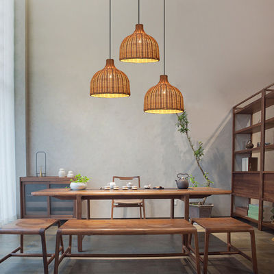 Lampade a sospensione in bambù rotano di forma rotonda per illuminazione interna