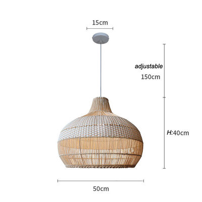 Lampada a pendente di bambù, lampada a soffitto di vimini per la decorazione interna.
