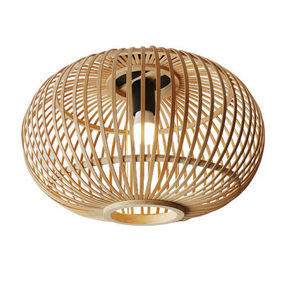 Pendente di ombra per lampadina di vimini personalizzato per soffitto di corridoio interno