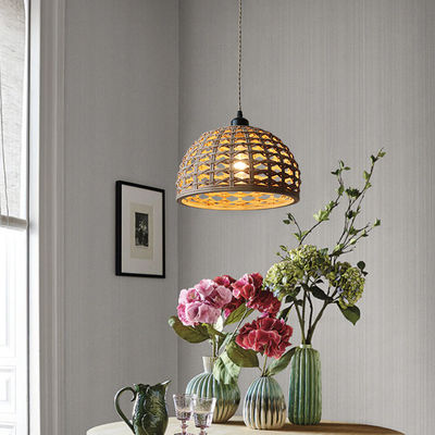 Vintage Creative Bambù Rattan Lampada Ombra Per Sala Da Pranzo Interno