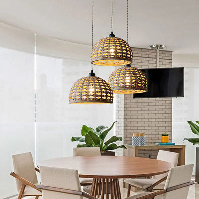 Vintage Creative Bambù Rattan Lampada Ombra Per Sala Da Pranzo Interno
