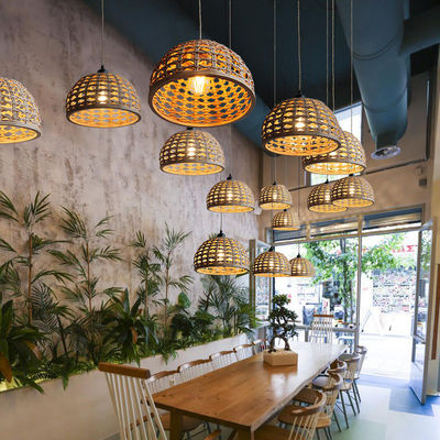 Vintage Creative Bambù Rattan Lampada Ombra Per Sala Da Pranzo Interno
