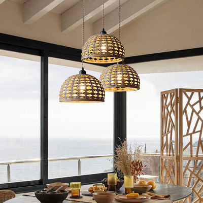 Vintage Creative Bambù Rattan Lampada Ombra Per Sala Da Pranzo Interno