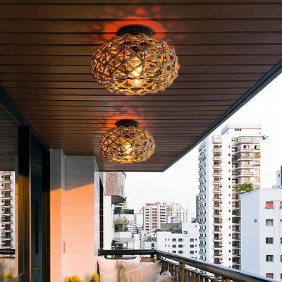 Lampada creativa per balcone lampada di soffitto retro a corda di canapa