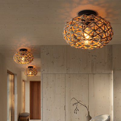 Lampada creativa per balcone lampada di soffitto retro a corda di canapa
