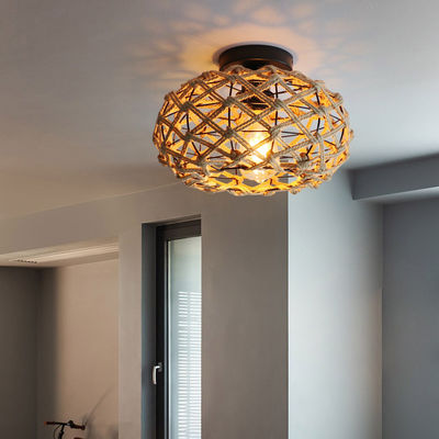 Lampada creativa per balcone lampada di soffitto retro a corda di canapa