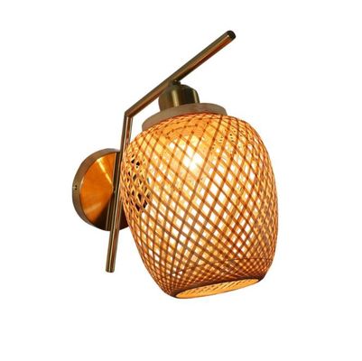 Luci da parete di rotino fatte a mano, 3500K Wicker Rattan Lamp Controllo interruttore