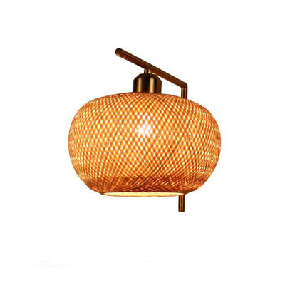 Luci da parete di rotino fatte a mano, 3500K Wicker Rattan Lamp Controllo interruttore