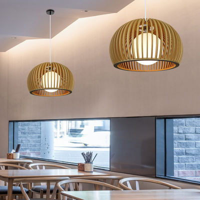 Moderno lampadario in legno massello, pendente di rattan luce per il ristorante soggiorno