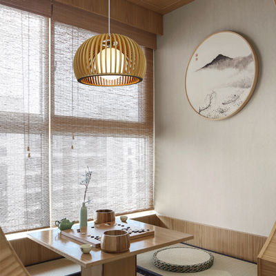 Moderno lampadario in legno massello, pendente di rattan luce per il ristorante soggiorno