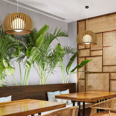 Moderno lampadario in legno massello, pendente di rattan luce per il ristorante soggiorno