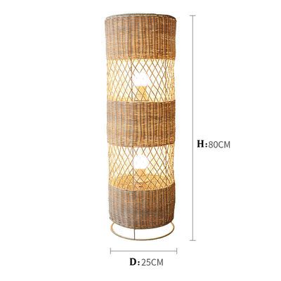 Lampada da terra a LED di vimini di rattan fatta a mano per la decorazione del soggiorno