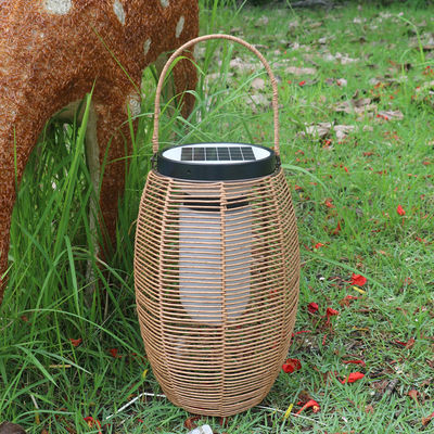 IP65 Rattan Tissue Solar Lights, 3500K Rattan Solar Powered Garden Lantern