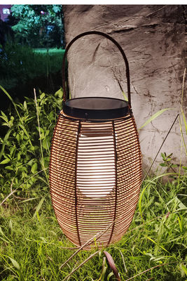 IP65 Rattan Tissue Solar Lights, 3500K Rattan Solar Powered Garden Lantern