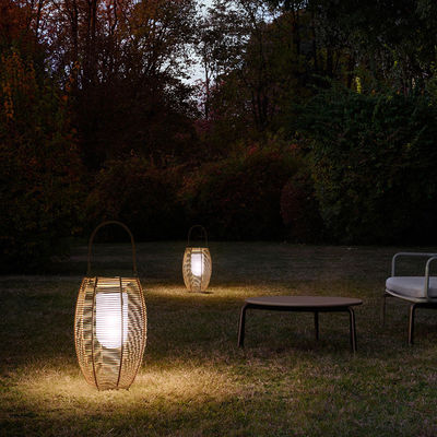 IP65 Rattan Tissue Solar Lights, 3500K Rattan Solar Powered Garden Lantern