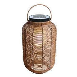 IP65 Rattan Tissue Solar Lights, 3500K Rattan Solar Powered Garden Lantern