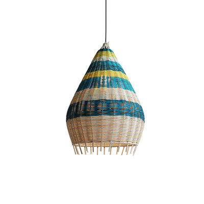 Luce a pendente in bambù di rattan tessuto fatta a mano per illuminazione interna