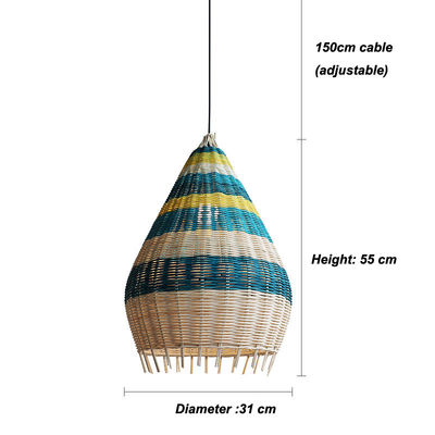 Luce a pendente in bambù di rattan tessuto fatta a mano per illuminazione interna