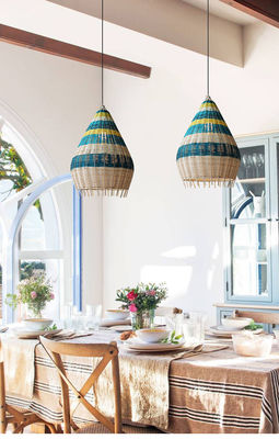 Luce a pendente in bambù di rattan tessuto fatta a mano per illuminazione interna