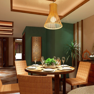 Lampada di rattan personalizzata, lampada di bambù in tessuto nordico per illuminazione interna