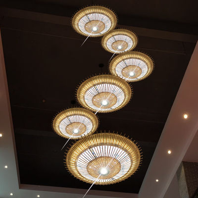 OEM pendente di bambù rotino forma ombrello luce per la decorazione della casa