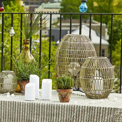 Ip44 LED Rattan Standing Lamp Shade per piscina in giardino