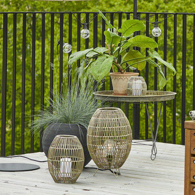 Ip44 LED Rattan Standing Lamp Shade per piscina in giardino