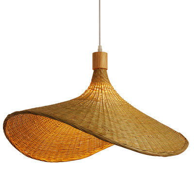 Creativo Rattan Pendant Light Grande Cappello di Paglia Stile 3500K Caldo Bianco CCT