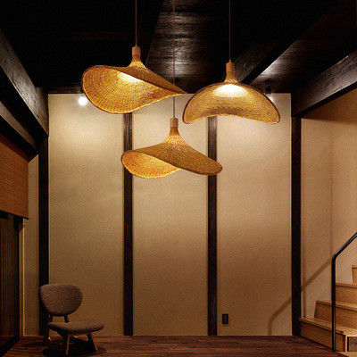 Creativo Rattan Pendant Light Grande Cappello di Paglia Stile 3500K Caldo Bianco CCT