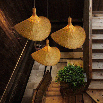 Creativo Rattan Pendant Light Grande Cappello di Paglia Stile 3500K Caldo Bianco CCT