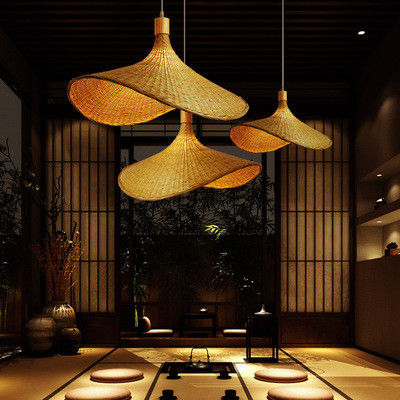 Creativo Rattan Pendant Light Grande Cappello di Paglia Stile 3500K Caldo Bianco CCT