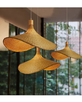 Creativo Rattan Pendant Light Grande Cappello di Paglia Stile 3500K Caldo Bianco CCT