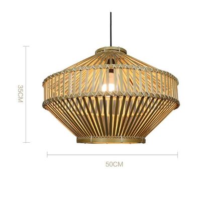 3500K Retro Bambù Tessuto Pendente Luce Per Soggiorno Interno