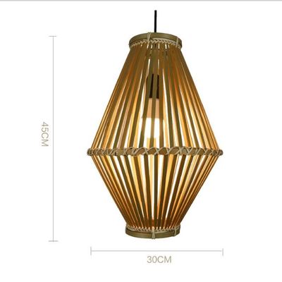 3500K Retro Bambù Tessuto Pendente Luce Per Soggiorno Interno