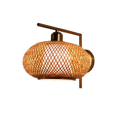 OEM Rottame Rotondo Lampade da Parete, Bambù Lanterna di Rattano Fonte di Luce LED