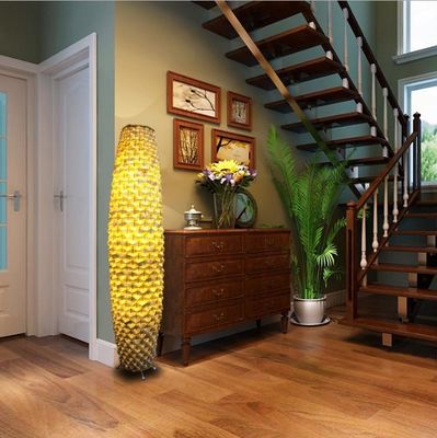 Lampada di rattan per pavimento in bambù 3500K per soggiorno residenziale
