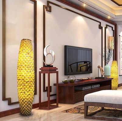 Lampada di rattan per pavimento in bambù 3500K per soggiorno residenziale