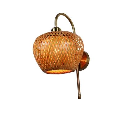 E27 LED Bambù Tessuto Lampada da Parete Sconce 3500K Per Camera Da letto Bagno