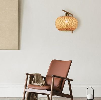 E27 LED Bambù Tessuto Lampada da Parete Sconce 3500K Per Camera Da letto Bagno