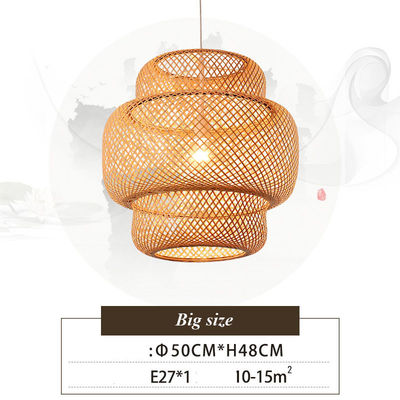 3500K Rondo Bambù Tessitura LED Pendente Luce, Rotondo Rattan Luce OEM ODM