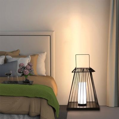 Lampa di lanterna da pavimento creativa di rotino E27 base per giardino esterno