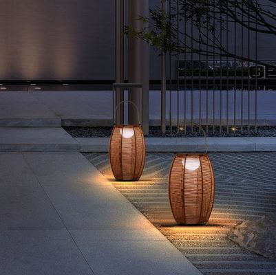 Lampada per pavimenti a ombra di rotino per esterni a energia solare IP65 impermeabile