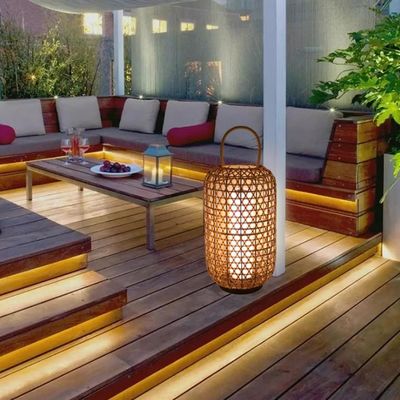 Lampada per pavimenti in rotino impermeabile, lampada di vetro per balcone esterno