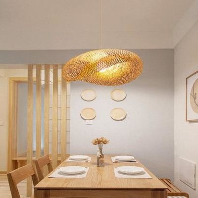 Moderno Bambù Rattan Pendente Lampada Lampada Per Camera Interiore