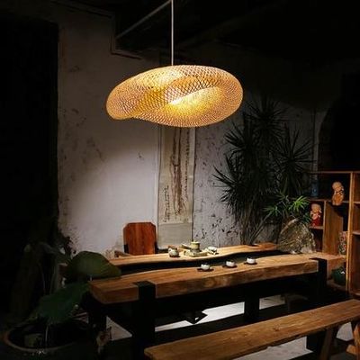 Moderno Bambù Rattan Pendente Lampada Lampada Per Camera Interiore