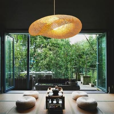 Moderno Bambù Rattan Pendente Lampada Lampada Per Camera Interiore