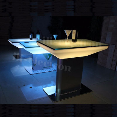 Tavolo da pranzo quadrato a led di plastica con illuminazione a controllo remoto RGB
