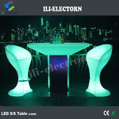 Tavolo da pranzo quadrato a led di plastica con illuminazione a controllo remoto RGB