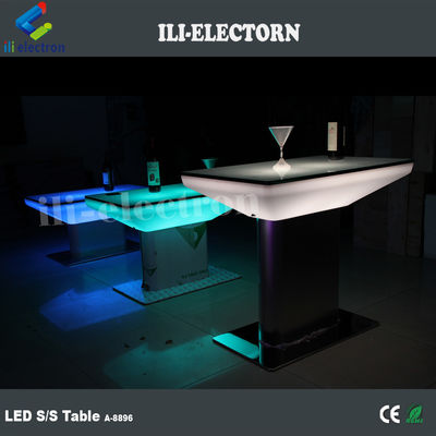 Tavolo da pranzo quadrato a led di plastica con illuminazione a controllo remoto RGB